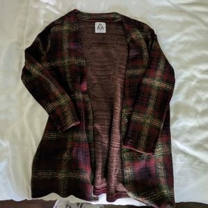 unif red brown dark flannel cardigan long sleeve